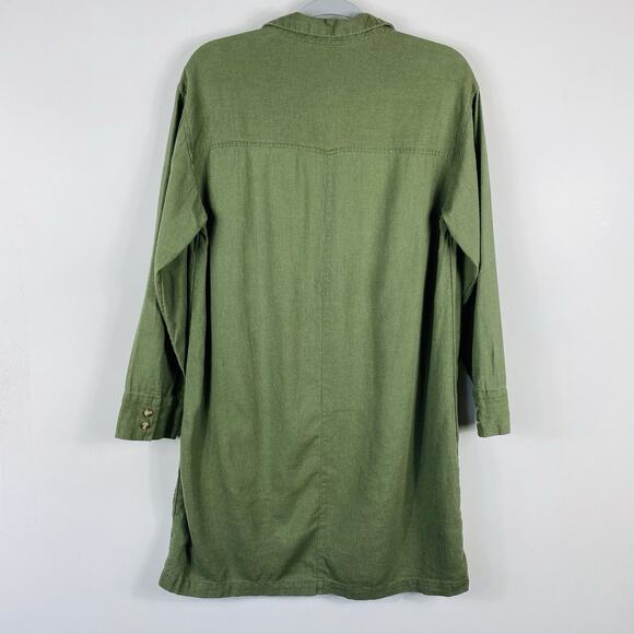 Old Navy Size Medium Linen-Blend Shirt Shift Dress Olive Green - Picture 3 of 5